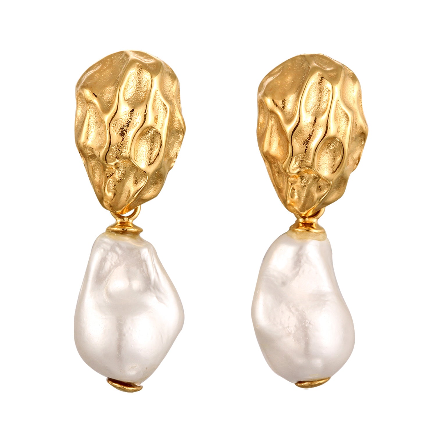 Gold Perhiasan Wanita Perak Asli Lapis Emas Anting Simbol Stud Shell Pearl