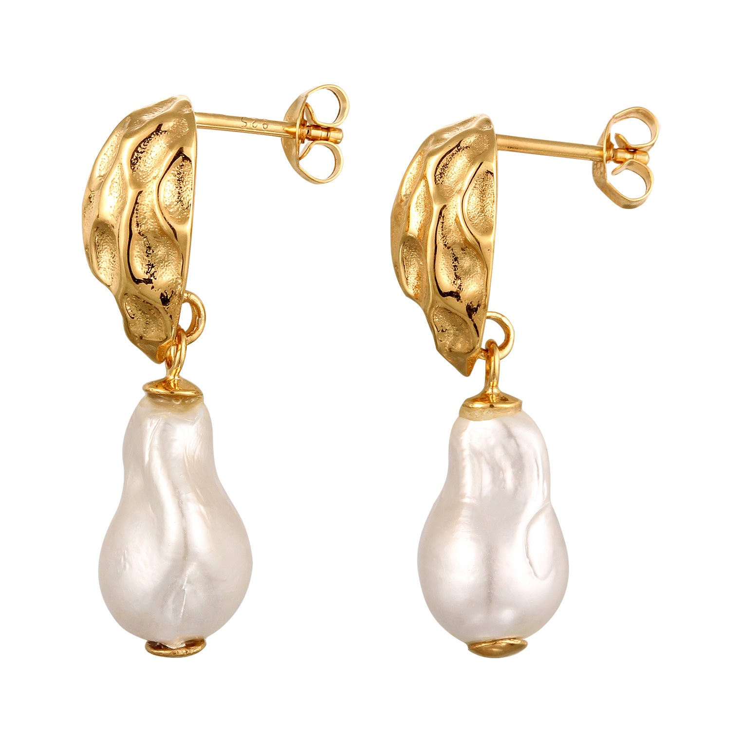 Gold Perhiasan Wanita Perak Asli Lapis Emas Anting Simbol Stud Shell Pearl