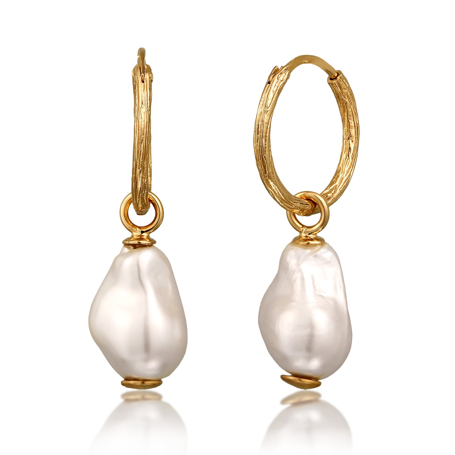 Gold Anting Perhiasan Perak 925 Wanita Creole Shell Pearl Gold Plated