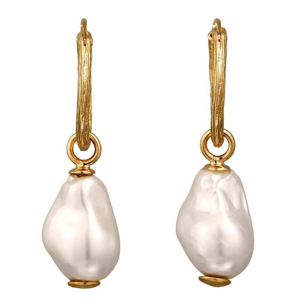 Gold Anting Perhiasan Perak 925 Wanita Creole Shell Pearl Gold Plated