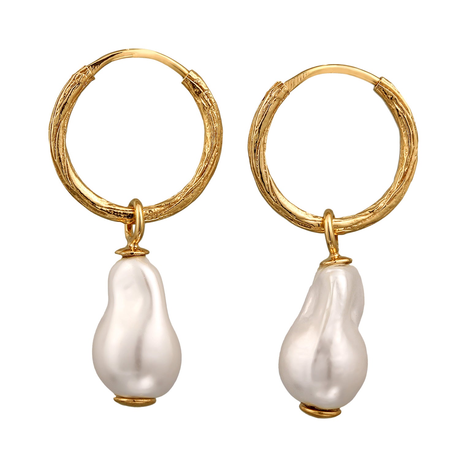 Gold Anting Perhiasan Perak 925 Wanita Creole Shell Pearl Gold Plated