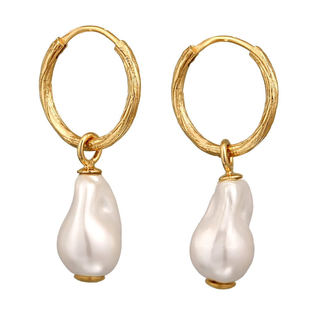 Gold Anting Perhiasan Perak 925 Wanita Creole Shell Pearl Gold Plated