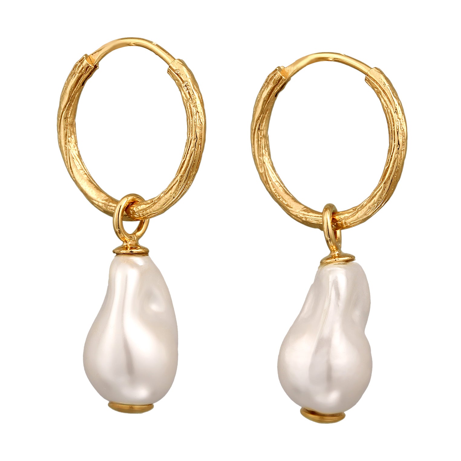 Gold Anting Perhiasan Perak 925 Wanita Creole Shell Pearl Gold Plated