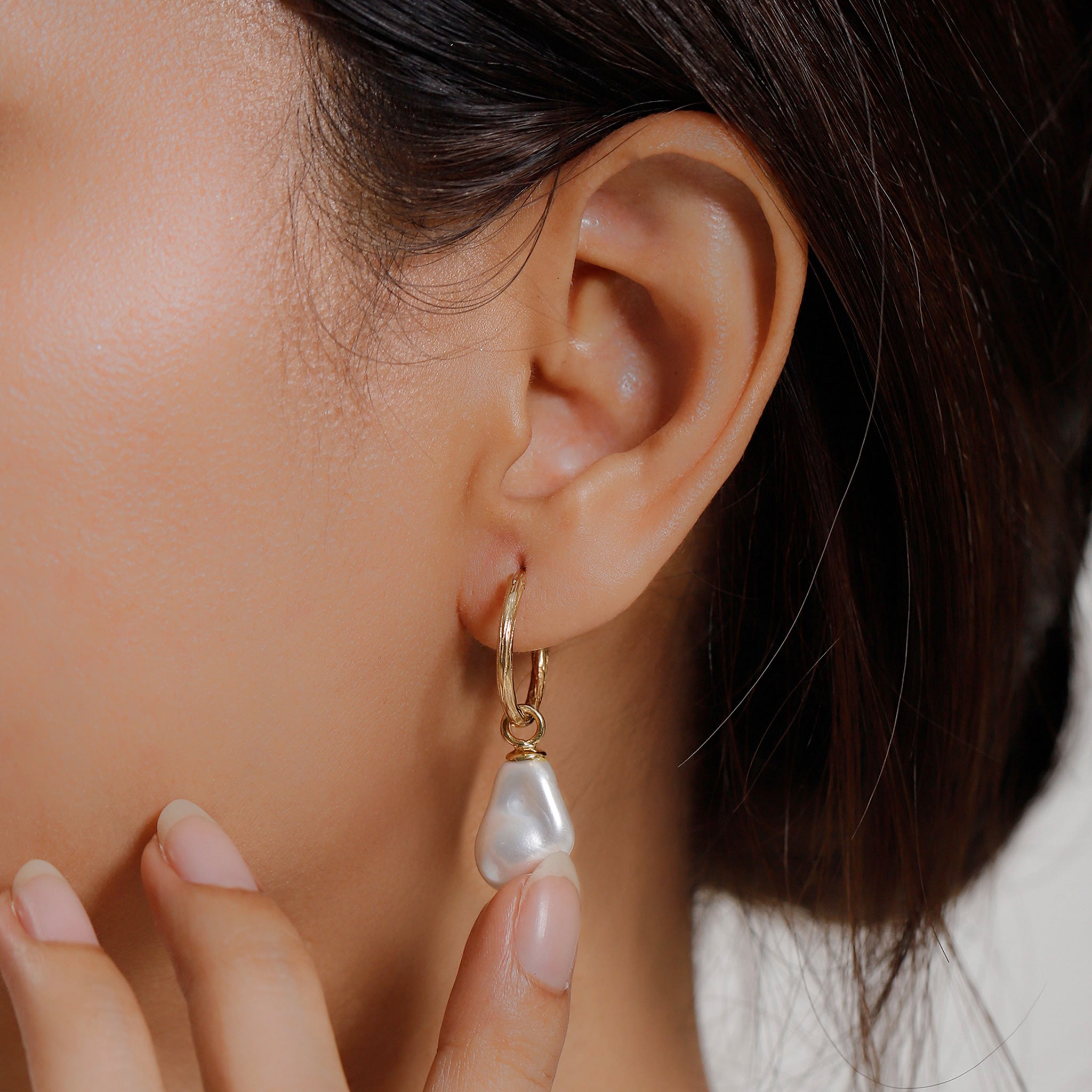 Gold Anting Perhiasan Perak 925 Wanita Creole Shell Pearl Gold Plated