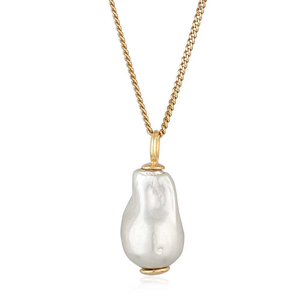 Gold Perhiasan Wanita Perak Asli Lapis Emas Kalung Shell Pearl