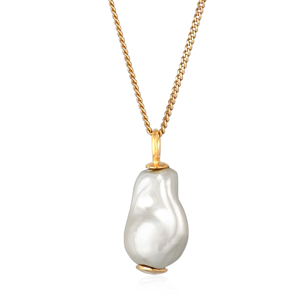 Gold Perhiasan Wanita Perak Asli Lapis Emas Kalung Shell Pearl