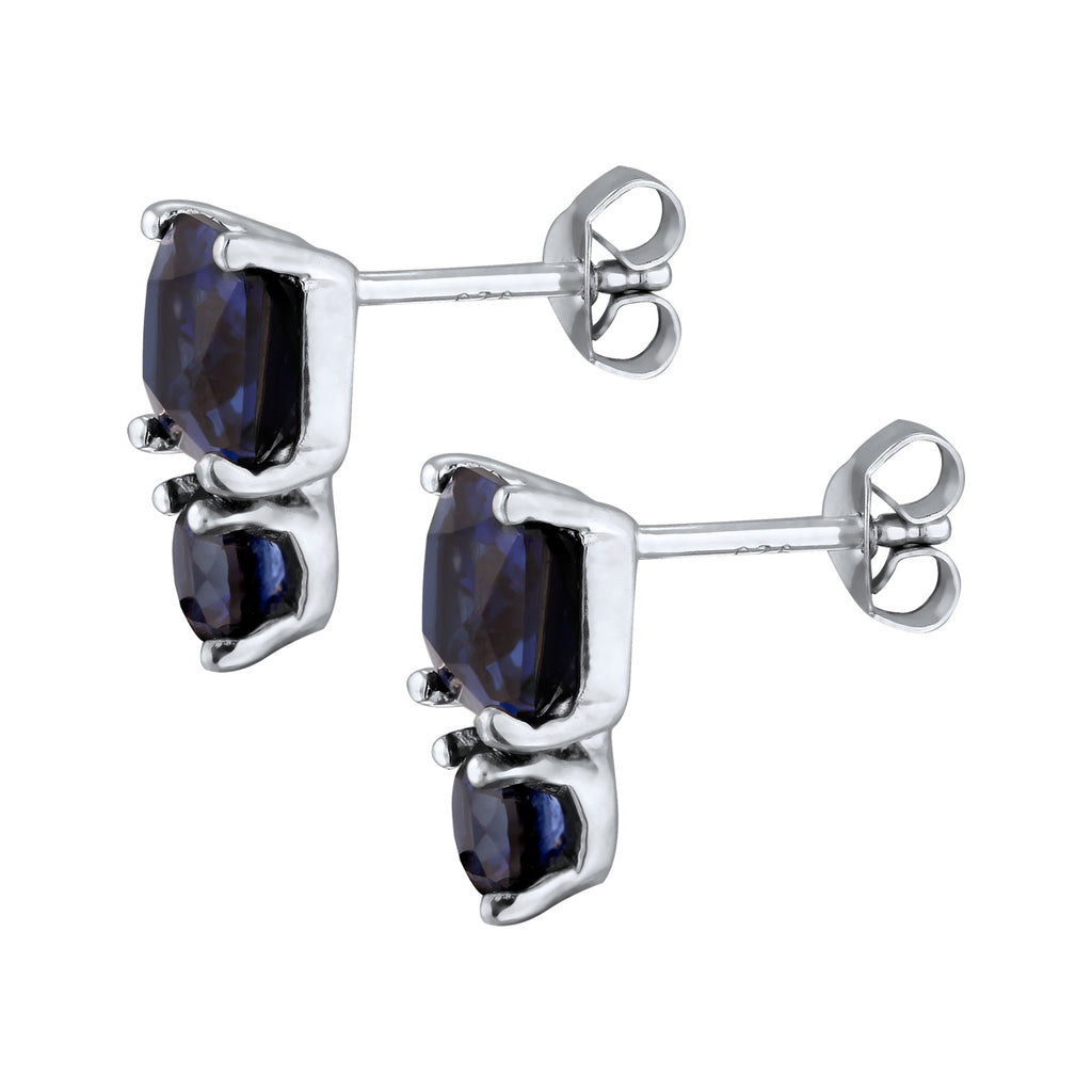 Silver Anting Perhiasan Perak 925 Wanita Stud Sapphire