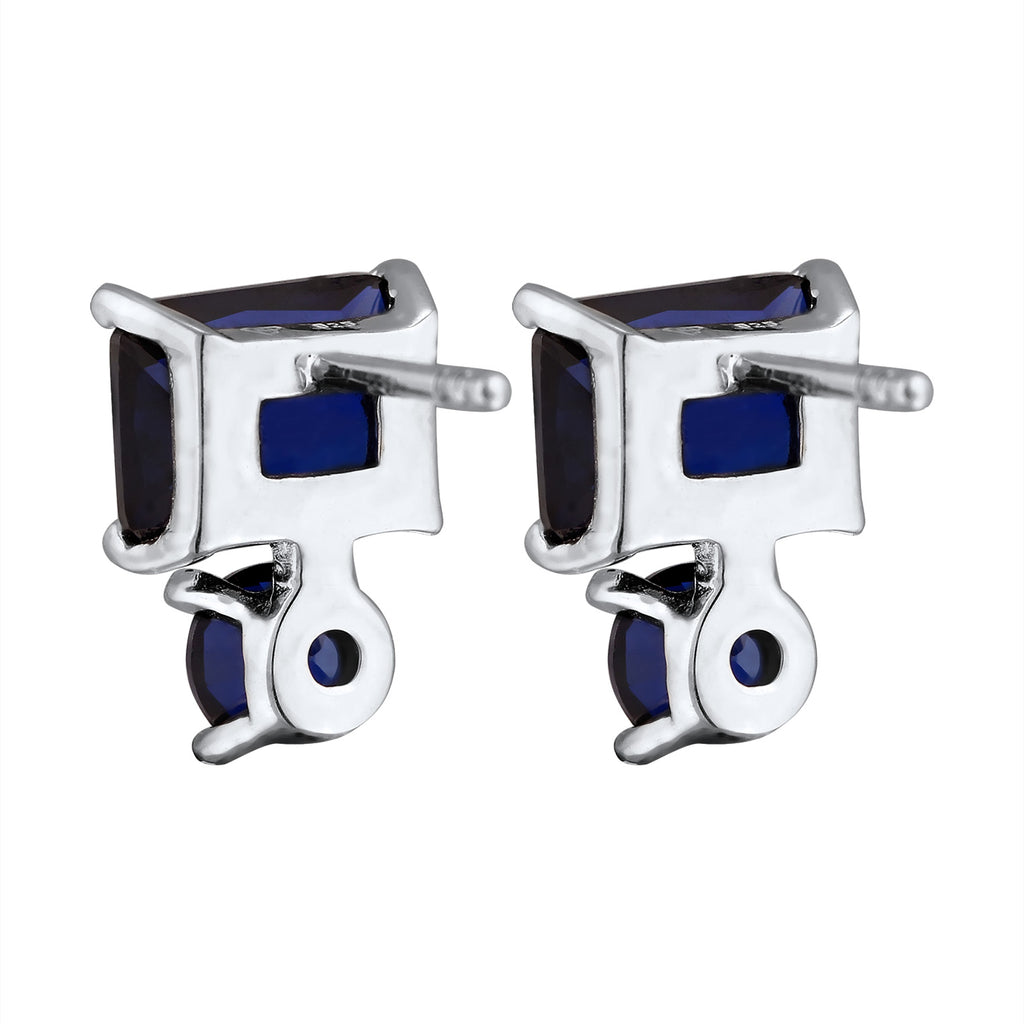 Silver Anting Perhiasan Perak 925 Wanita Stud Sapphire