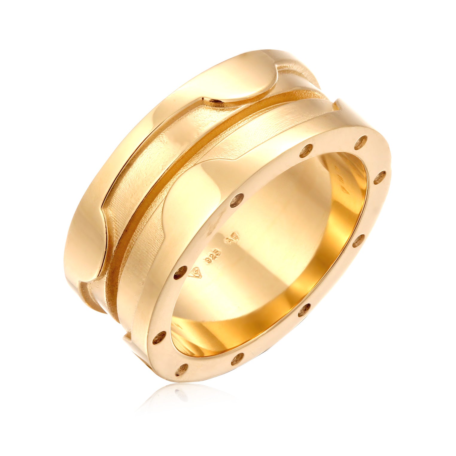 Gold Cincin Perhiasan Perak 925 Wanita Chunky Gold Plated