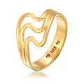 Gold Cincin Perhiasan Perak 925 Wanita Waves Gold Plated