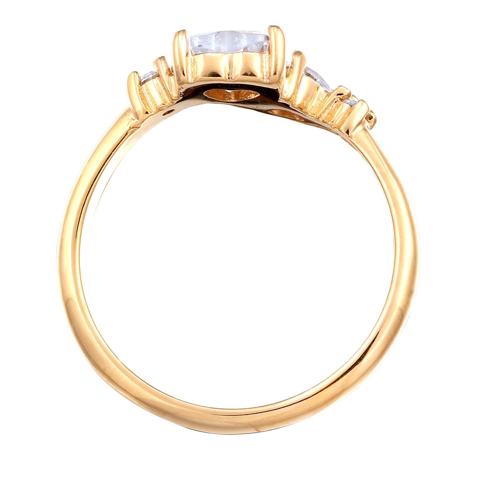 Gold Cincin Perhiasan Perak 925 Wanita Heart Zirconia Gold Plated