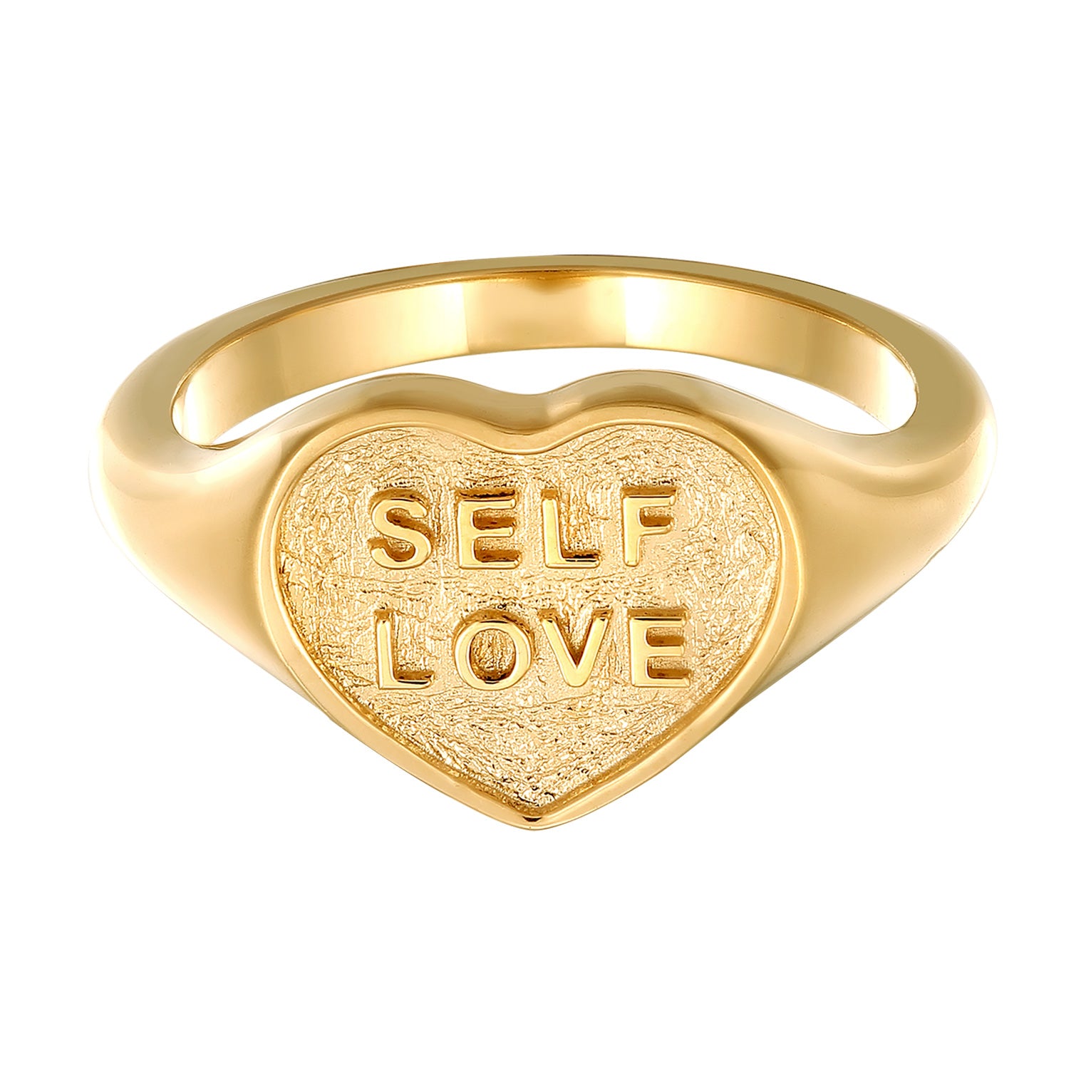 Gold Cincin Perhiasan Perak 925 Wanita Heart Signet Gold Plated
