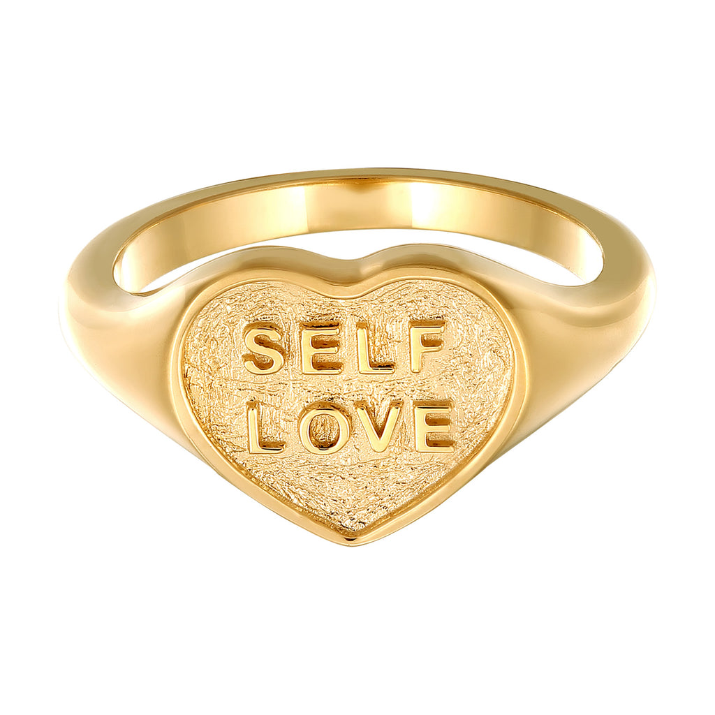 Ring Signet Heart 925 Sterling Silver Gold Plated
