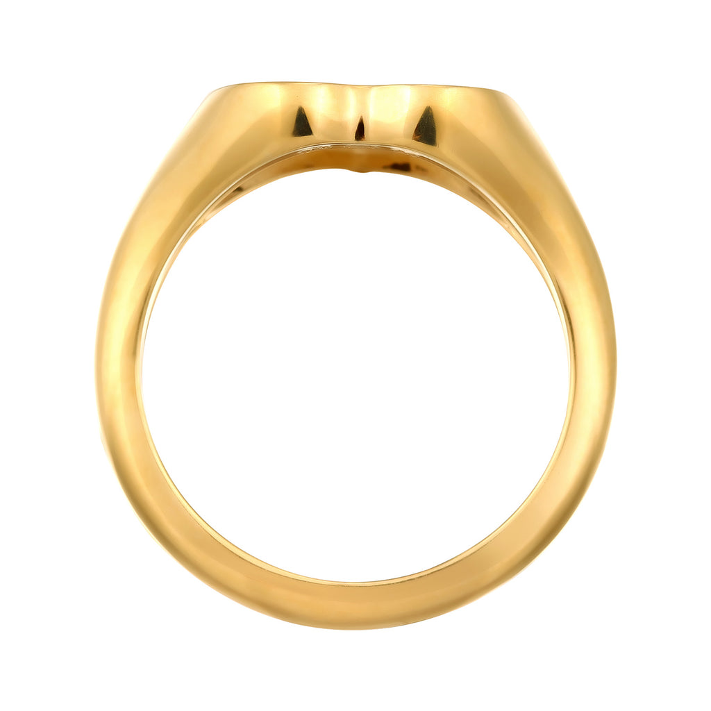 Gold Cincin Perhiasan Perak 925 Wanita Heart Signet Gold Plated