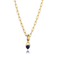 Gold Kalung Perhiasan Perak 925 Wanita Heart Sapphire Dark Blue Gold Plated