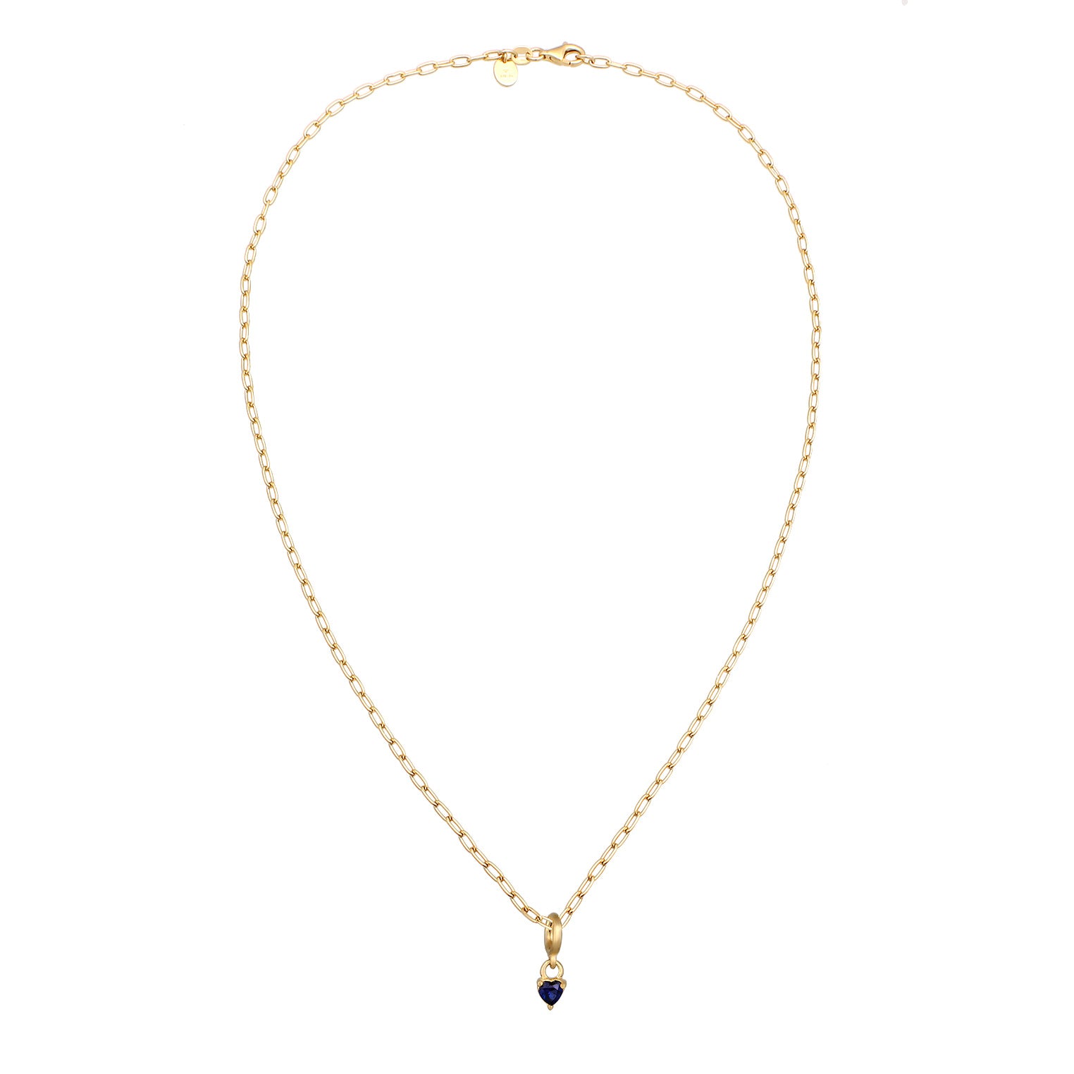 Gold Perhiasan Wanita Perak Asli Lapis Emas Kalung Heart Sapphire Dark Blue