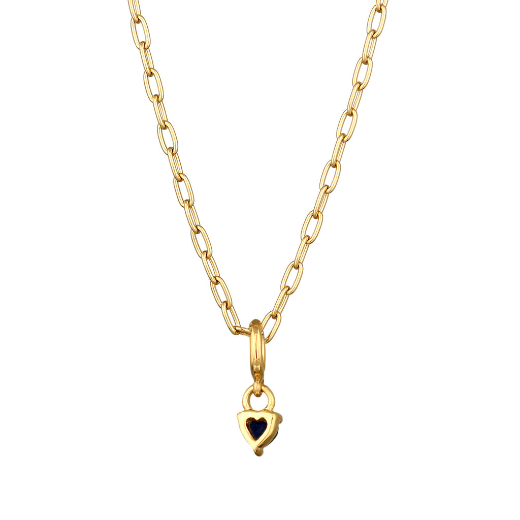 Gold Perhiasan Wanita Perak Asli Lapis Emas Kalung Heart Sapphire Dark Blue