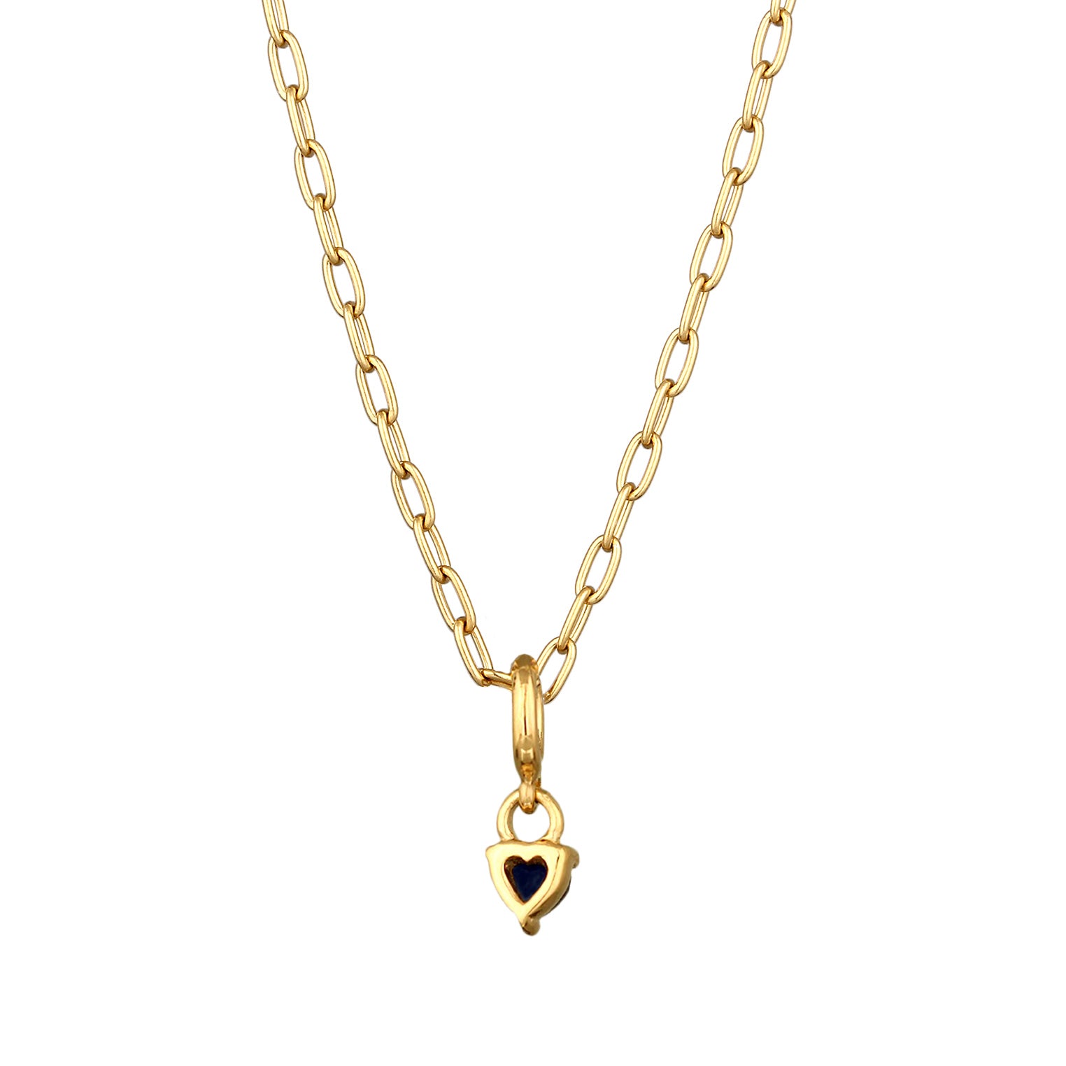 Gold Perhiasan Wanita Perak Asli Lapis Emas Kalung Heart Sapphire Dark Blue