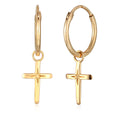 Gold Anting Perhiasan Perak 925 Wanita Cross Creoles Gold Plated