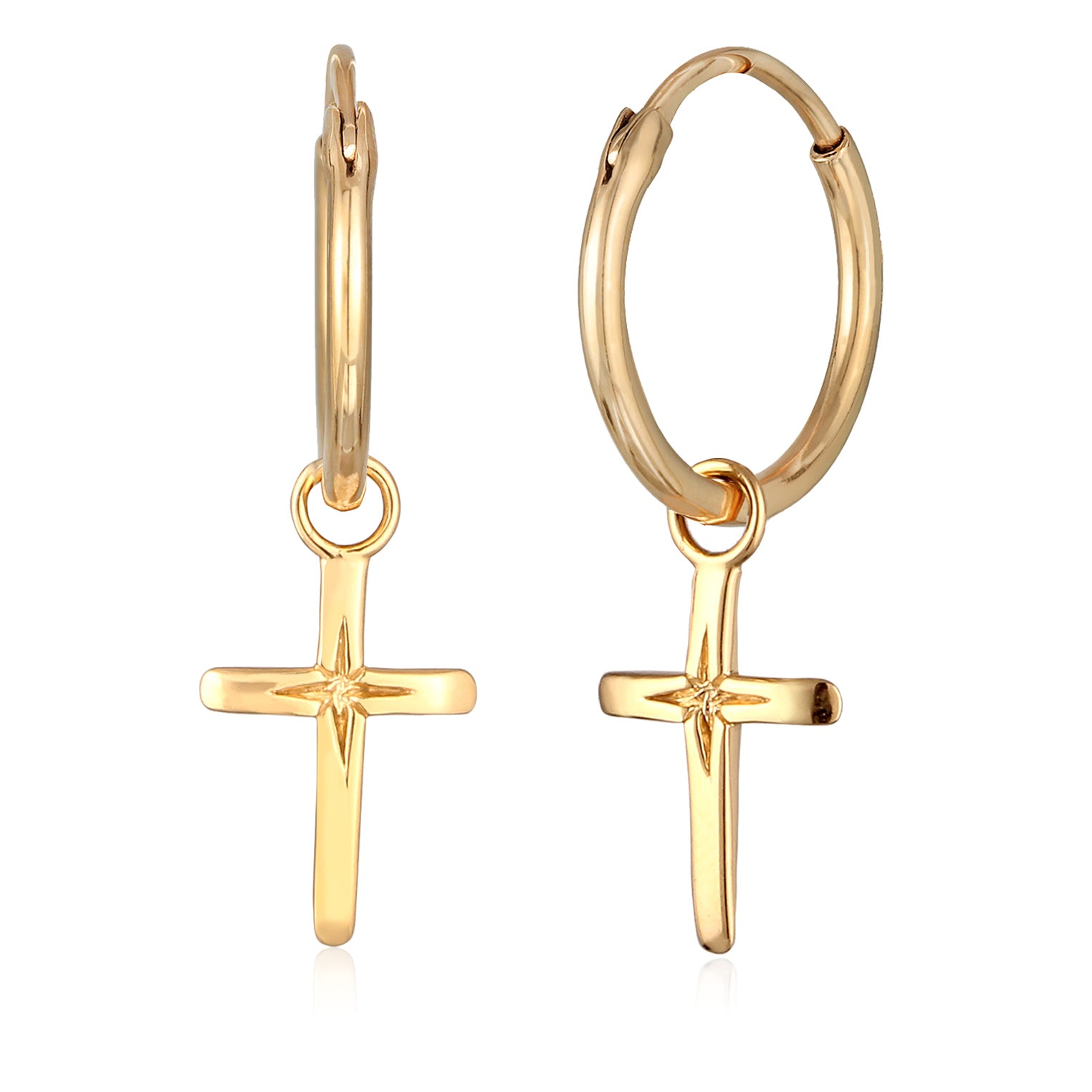 Gold Anting Perhiasan Perak 925 Wanita Cross Creoles Gold Plated