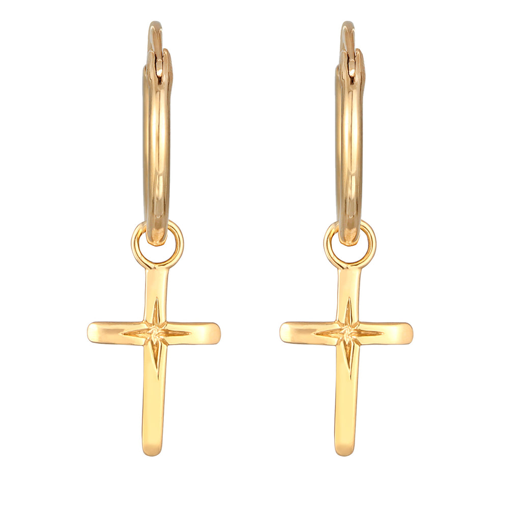 Gold Anting Perhiasan Perak 925 Wanita Cross Creoles Gold Plated