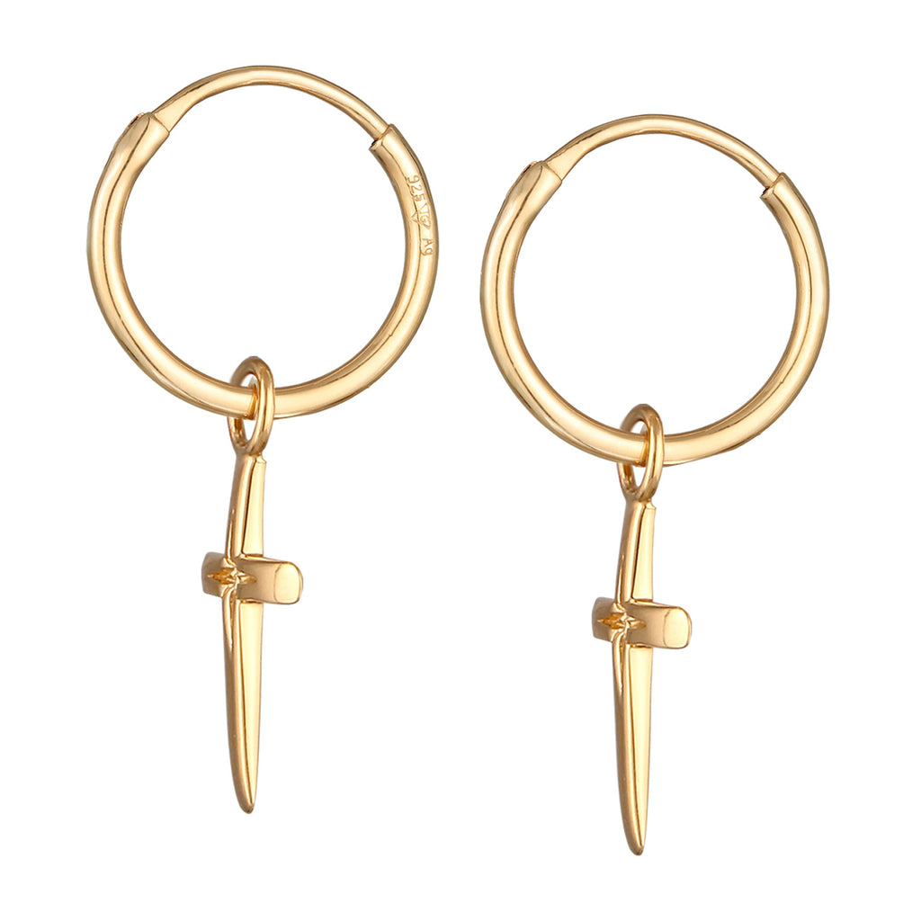 Gold Anting Perhiasan Perak 925 Wanita Cross Creoles Gold Plated