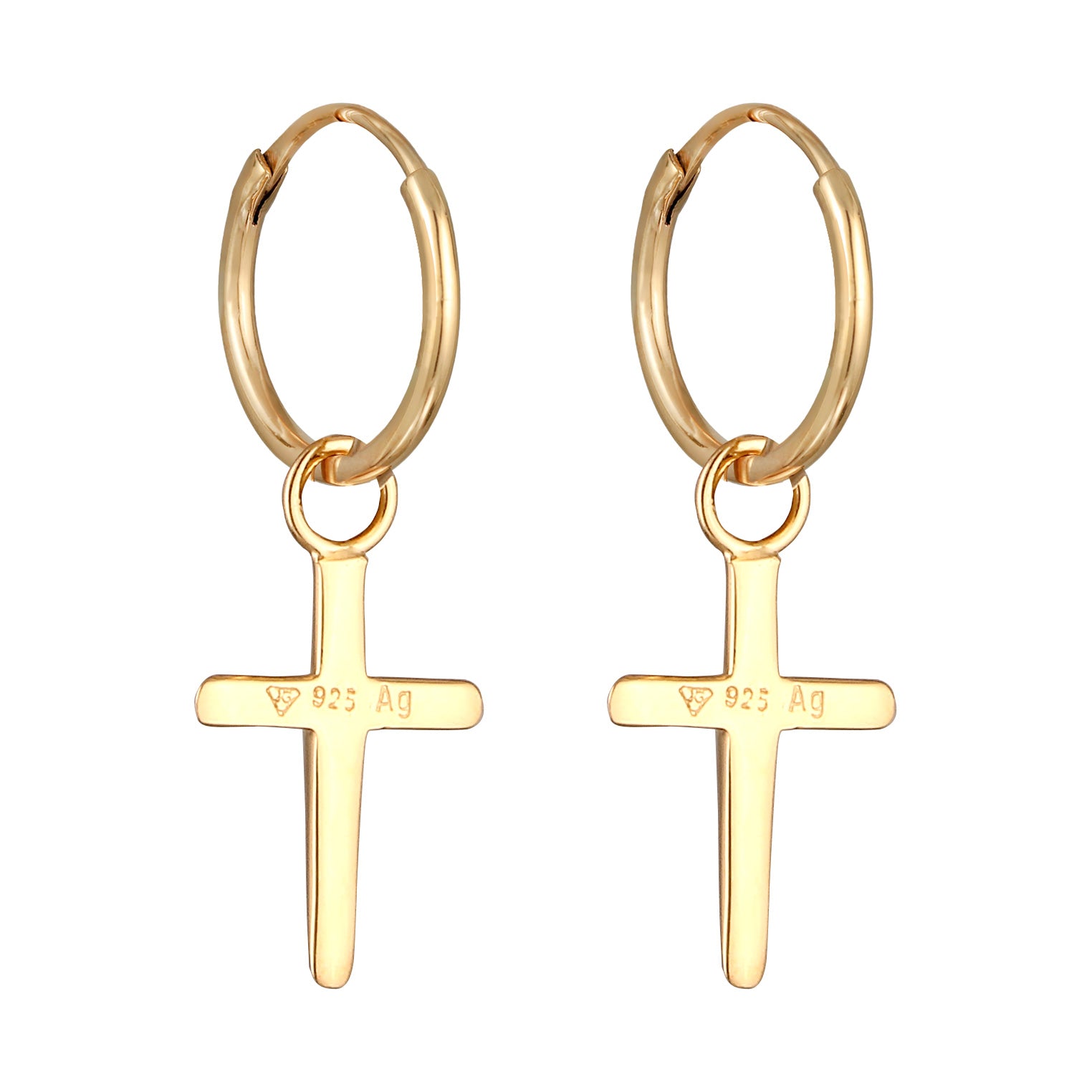 Gold Anting Perhiasan Perak 925 Wanita Cross Creoles Gold Plated