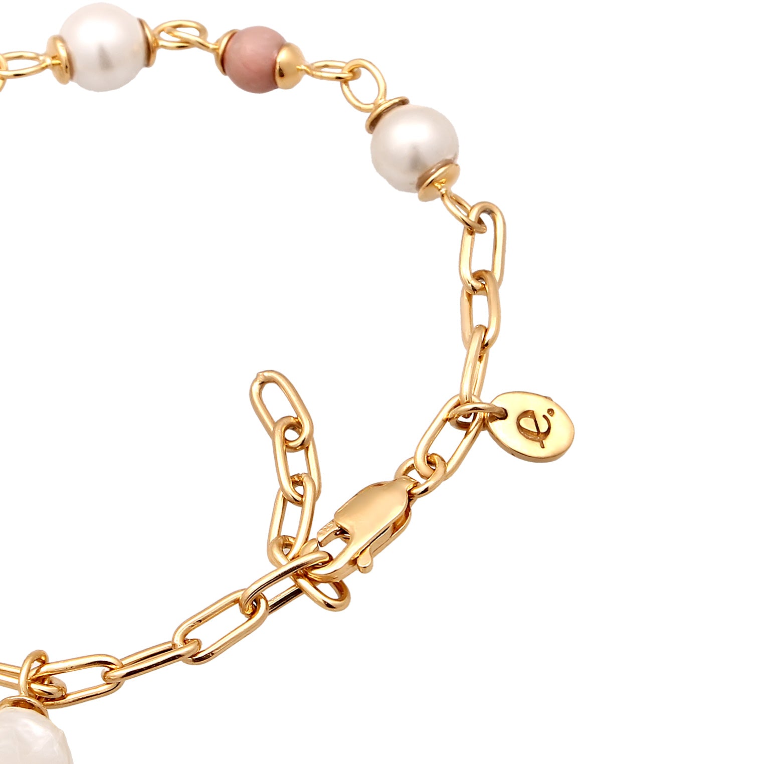 Gold Gelang Perhiasan Perak 925 Wanita Shell Pearl Rhodonite Gold Plated