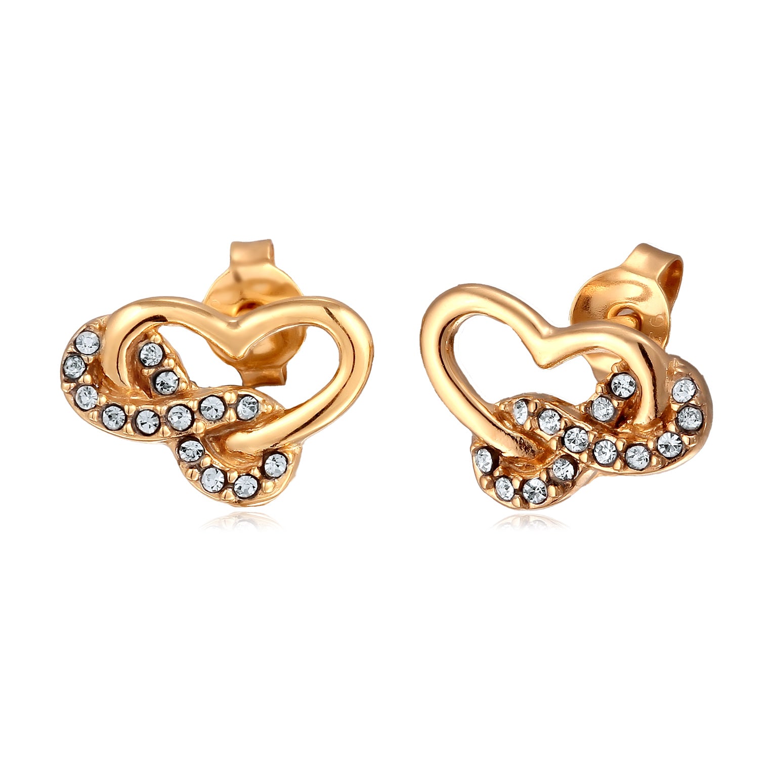 Gold Perhiasan Wanita Perak Asli Lapis Emas Anting Heart Infinity Crystals