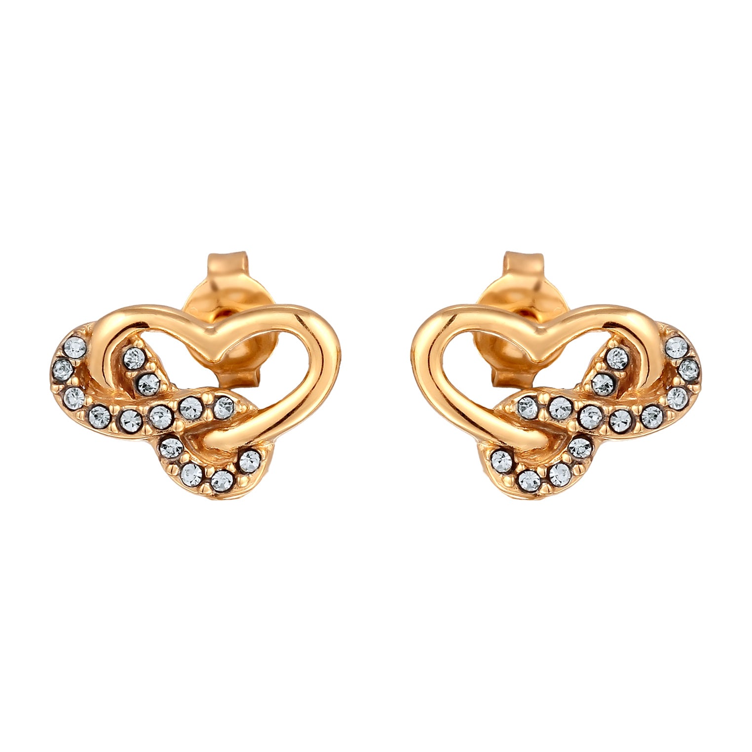 Gold Perhiasan Wanita Perak Asli Lapis Emas Anting Heart Infinity Crystals