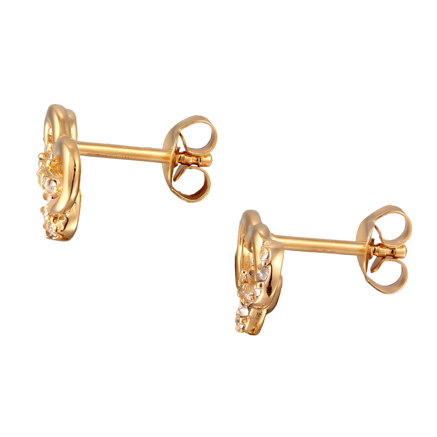 Gold Perhiasan Wanita Perak Asli Lapis Emas Anting Heart Infinity Crystals