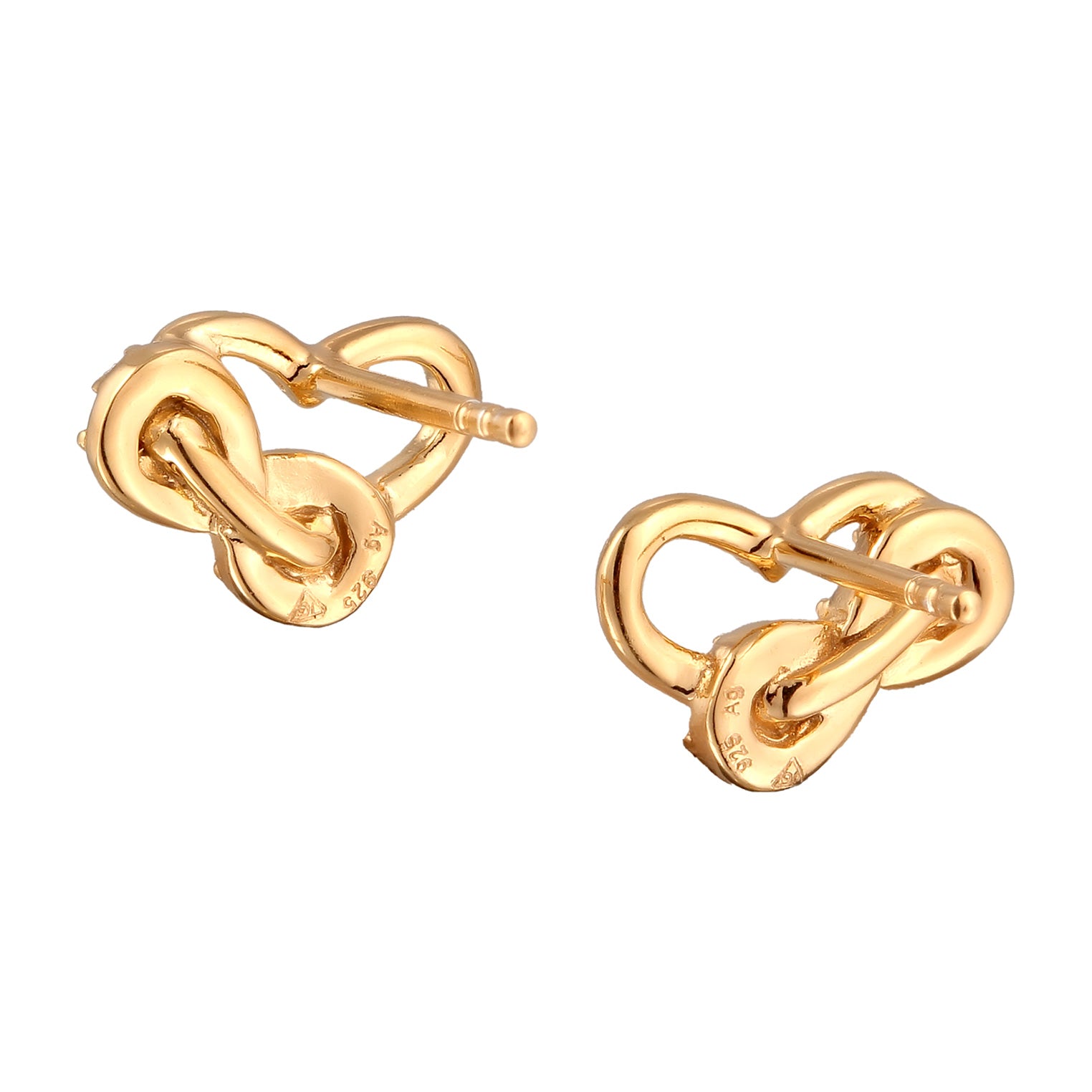 Gold Perhiasan Wanita Perak Asli Lapis Emas Anting Heart Infinity Crystals