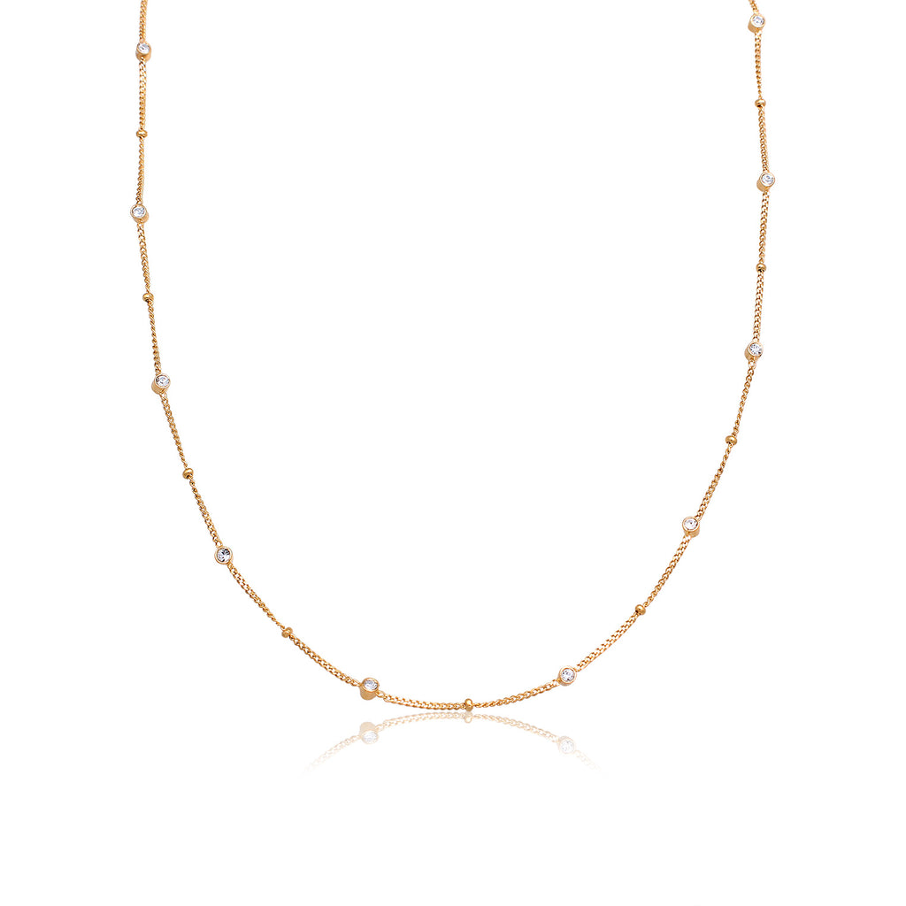 Gold Circle Crystals Gold Plated Necklace with Xirius Cut (0.12 ct)
