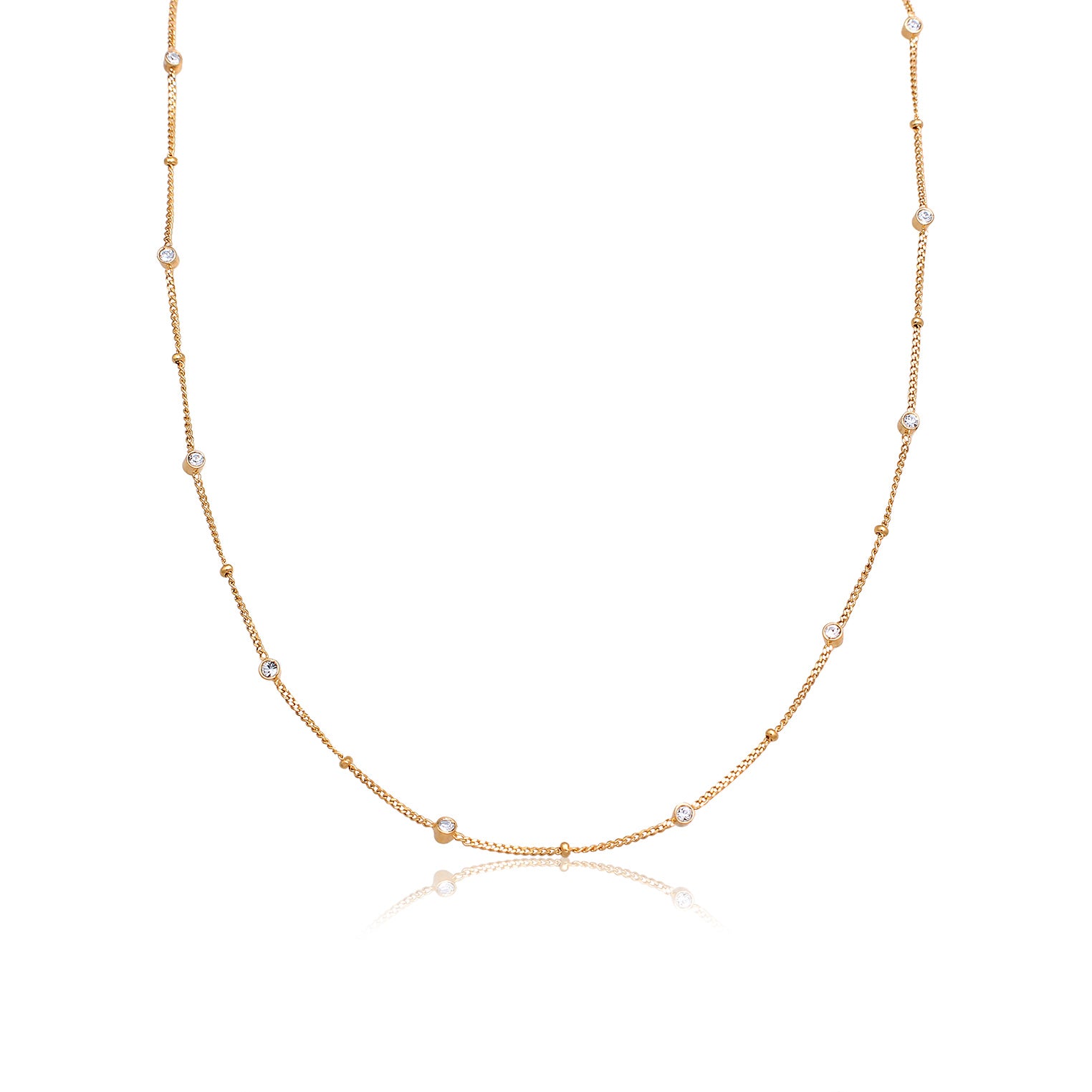 Gold Circle Crystals Gold Plated Necklace with Xirius Cut (0.12 ct)