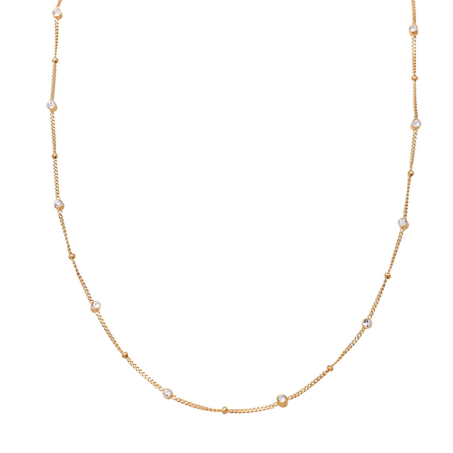 Gold Circle Crystals Gold Plated Necklace with Xirius Cut (0.12 ct)