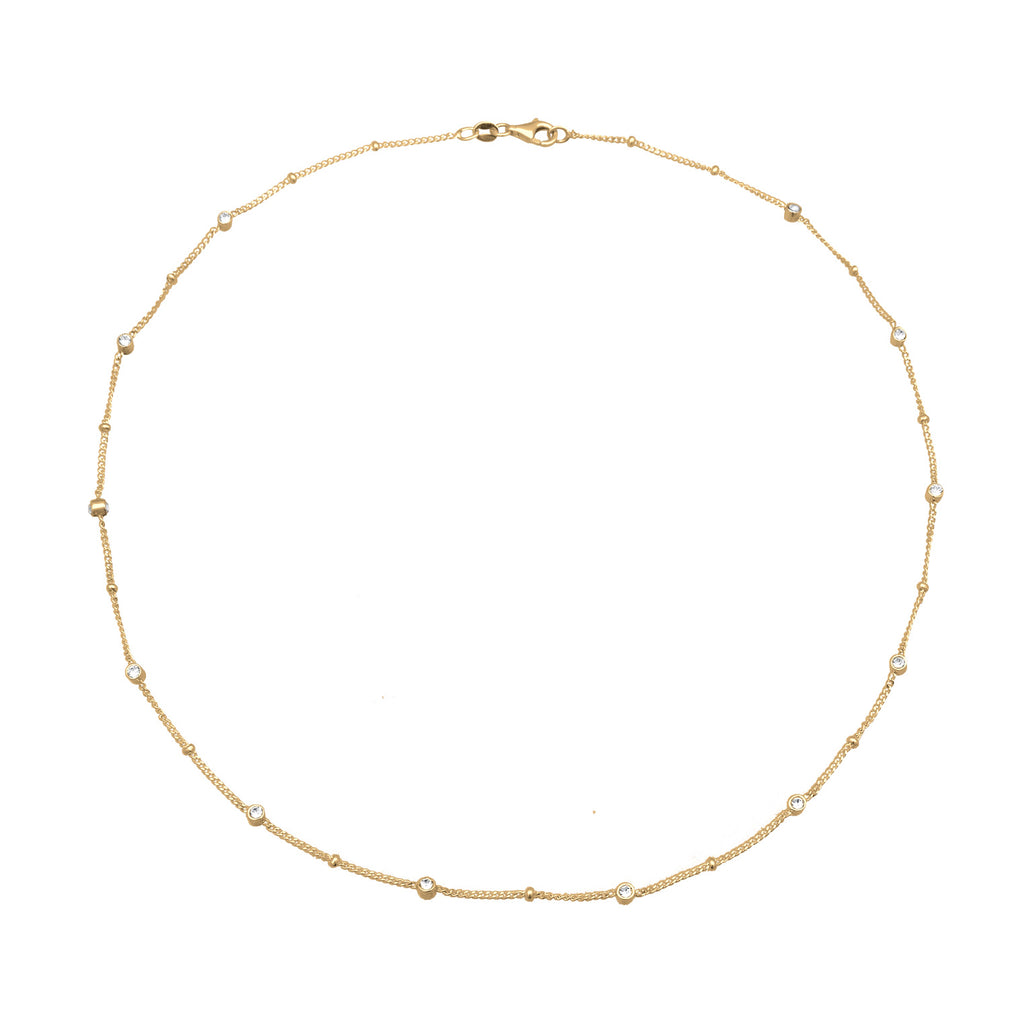 Gold Circle Crystals Gold Plated Necklace with Xirius Cut (0.12 ct)