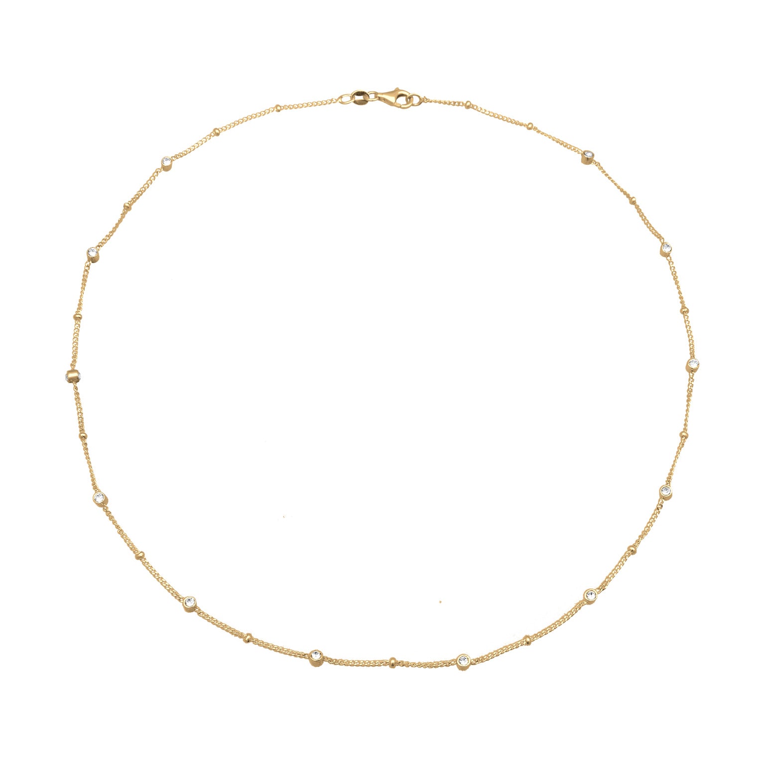 Gold Circle Crystals Gold Plated Necklace with Xirius Cut (0.12 ct)