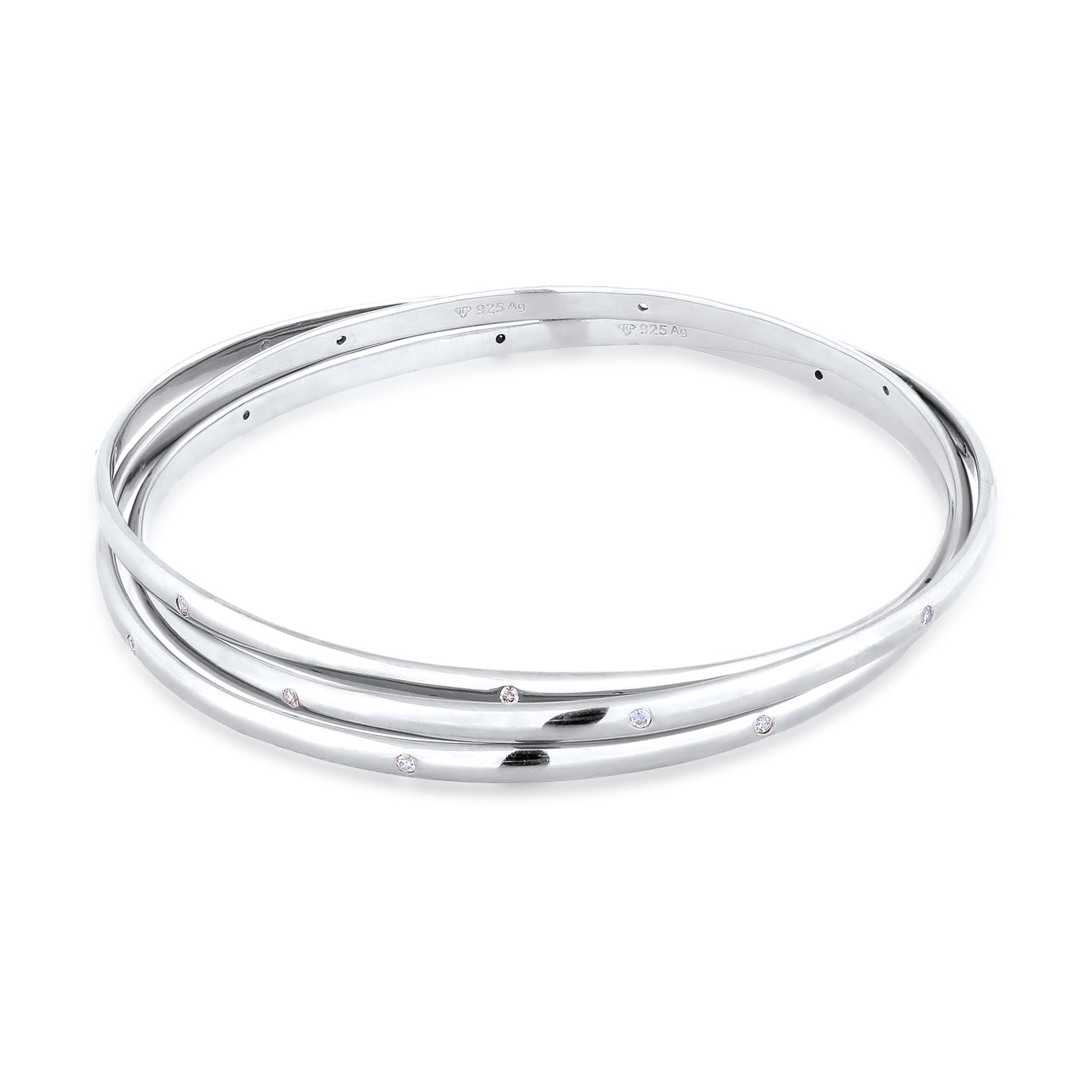 Silver Perhiasan Wanita Perak Asli Gelang Bangle Zirconia