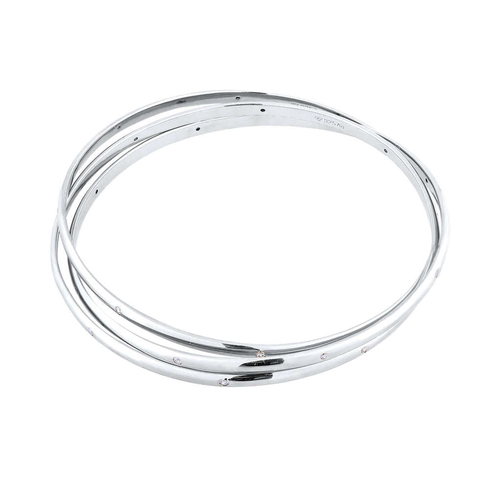 Silver Perhiasan Wanita Perak Asli Gelang Bangle Zirconia