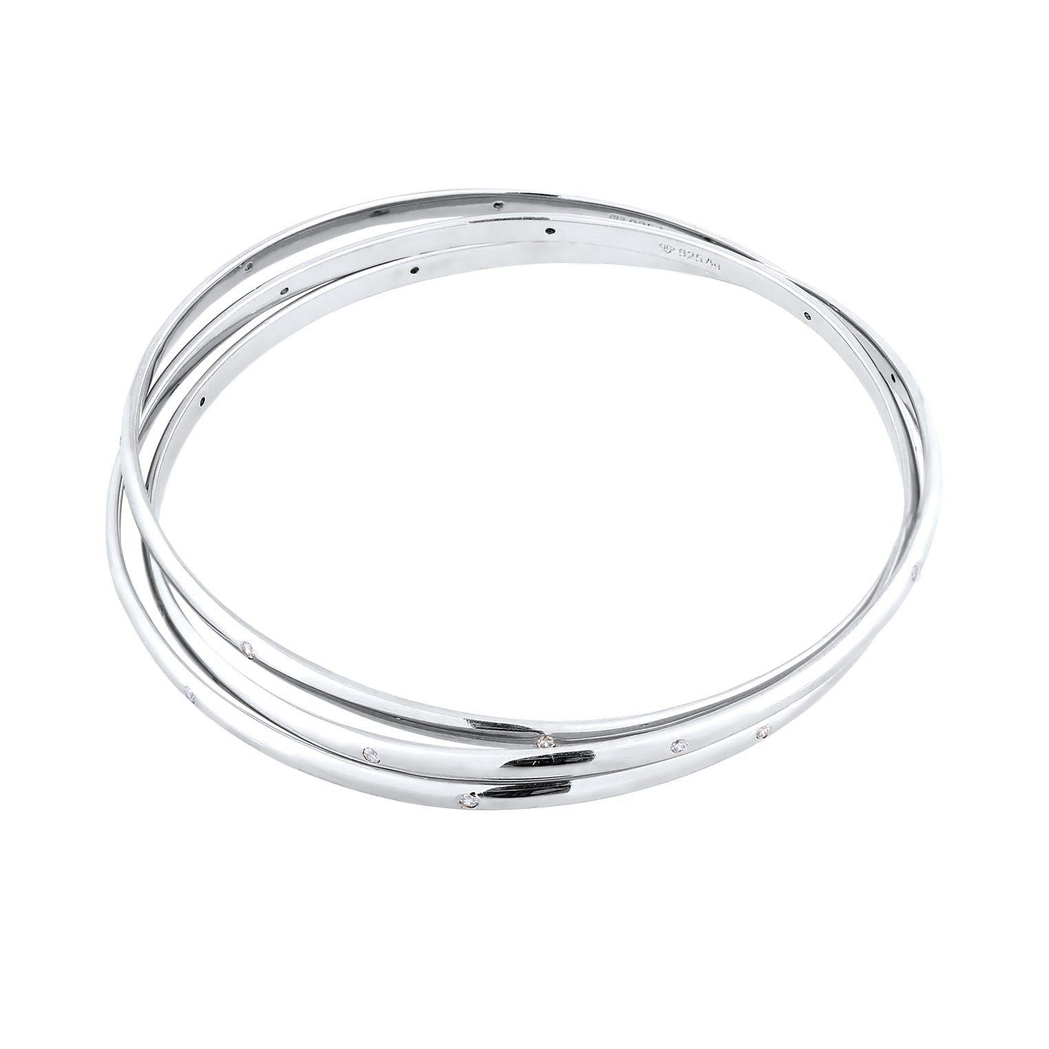 Silver Perhiasan Wanita Perak Asli Gelang Bangle Zirconia