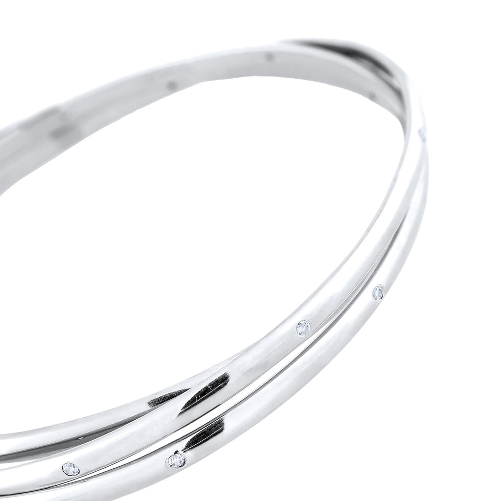 Silver Perhiasan Wanita Perak Asli Gelang Bangle Zirconia