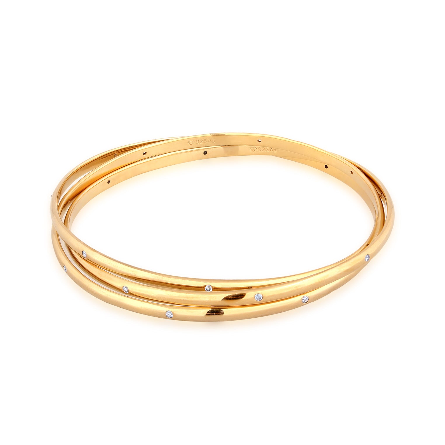 Gold Perhiasan Wanita Perak Asli Lapis Emas Gelang Bangle Zirconia