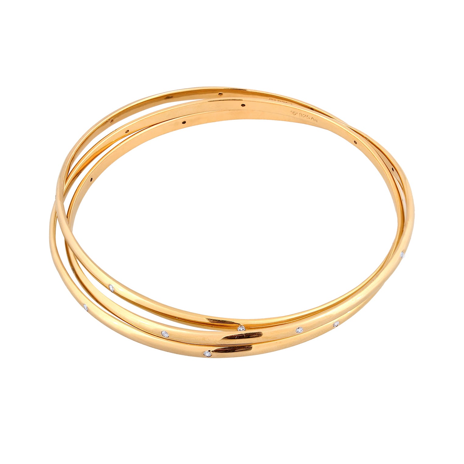 Gold Perhiasan Wanita Perak Asli Lapis Emas Gelang Bangle Zirconia