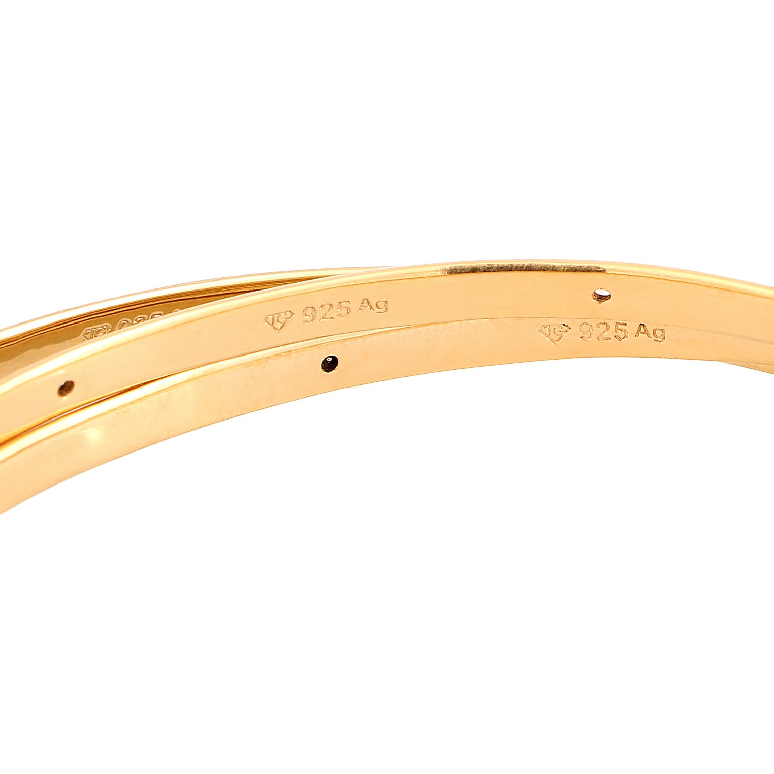 Gold Perhiasan Wanita Perak Asli Lapis Emas Gelang Bangle Zirconia