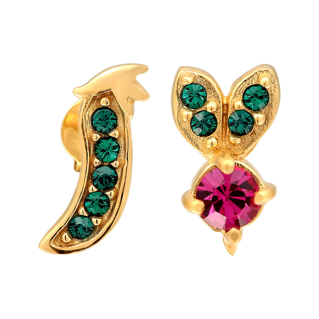 Gold Anting Perhiasan Perak 925 Wanita Simbol Stud Crystals Gold Plated