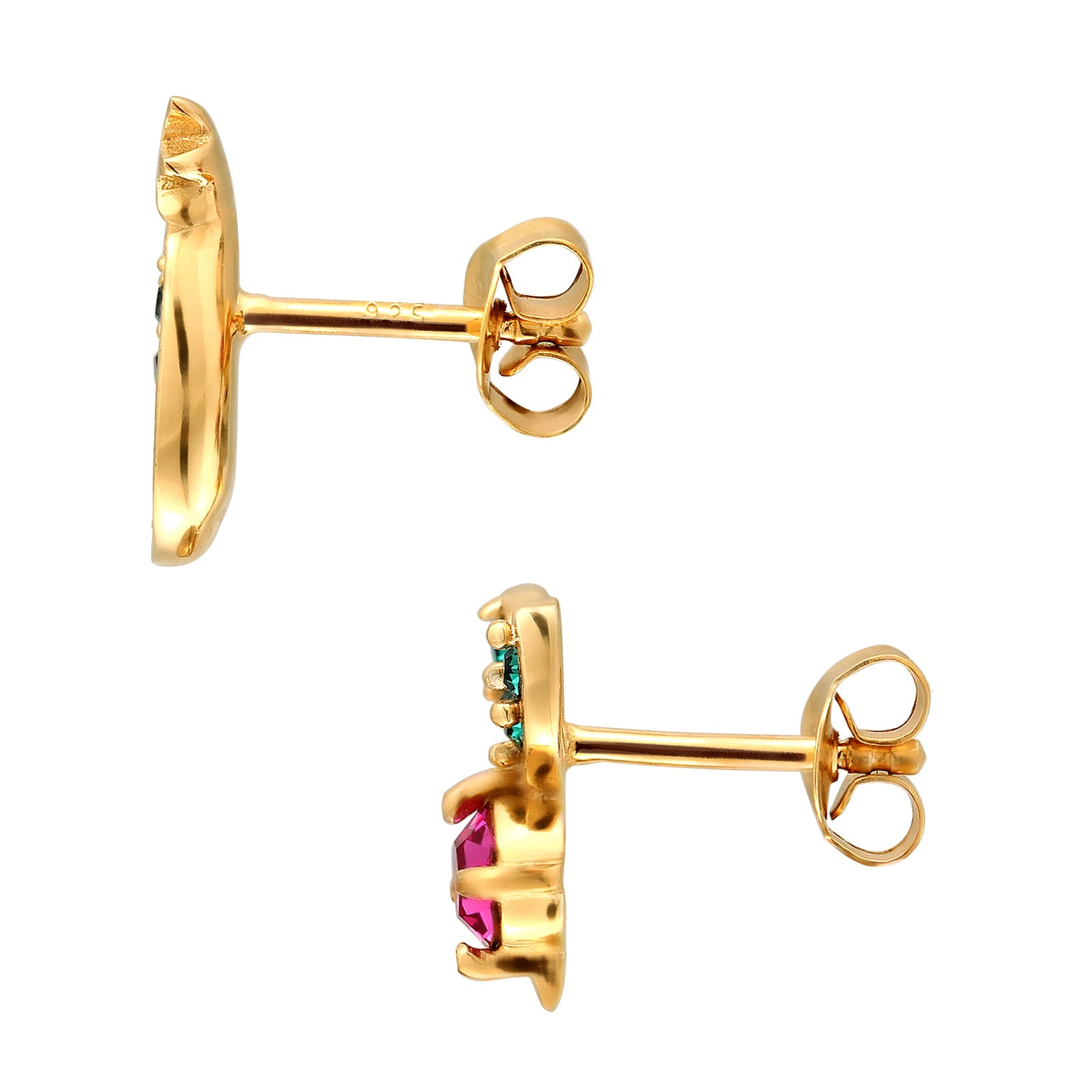 Gold Anting Perhiasan Perak 925 Wanita Simbol Stud Crystals Gold Plated
