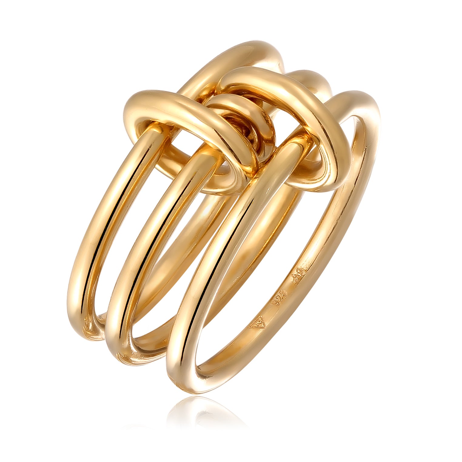 Gold Cincin Perhiasan Perak 925 Wanita Circular Gold Plated