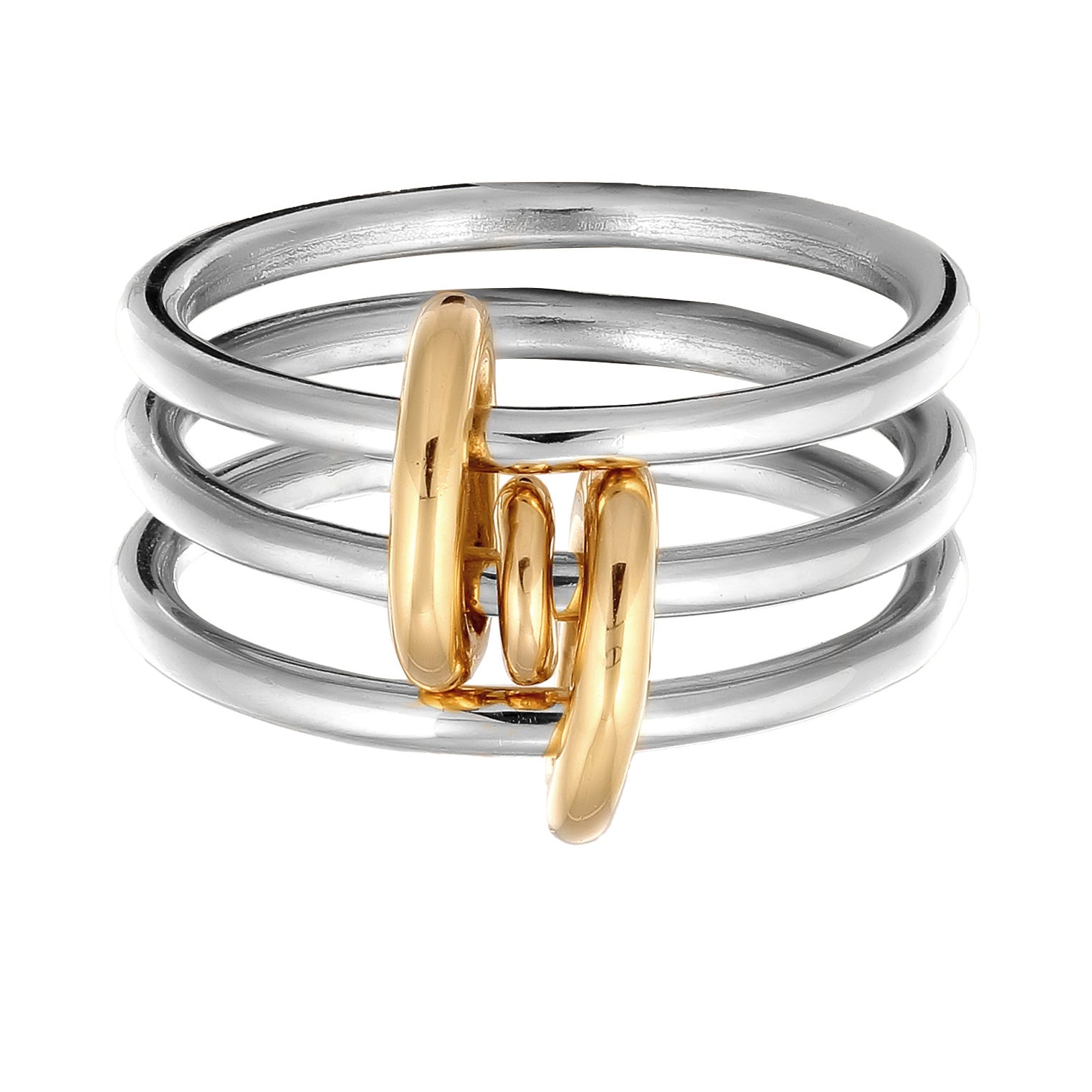 Bicolor Cincin Perhiasan Perak 925 Wanita Circular Bicolor