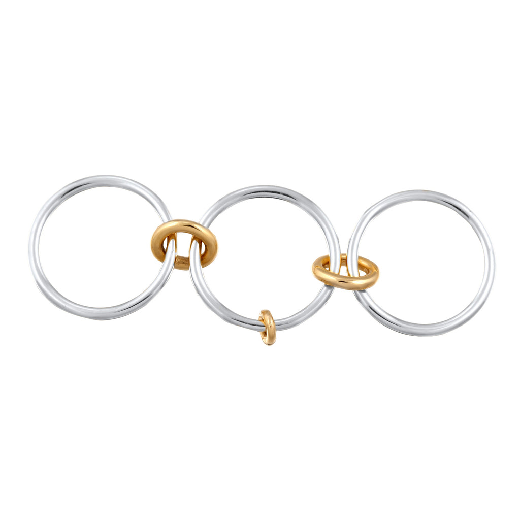 Bicolor Cincin Perhiasan Perak 925 Wanita Circular Bicolor