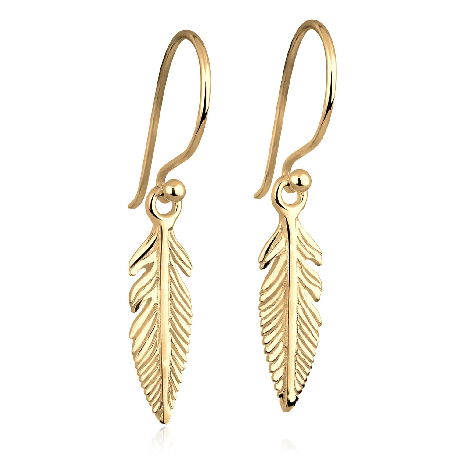 Gold Perhiasan Wanita Perak Asli Lapis Emas Anting Feather Boho